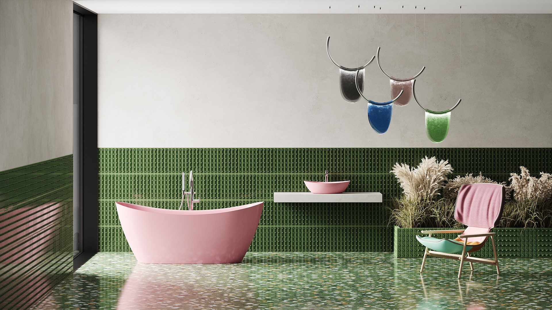 Отдельностоящая ванна NOEMI 185 с двойным изголовьем